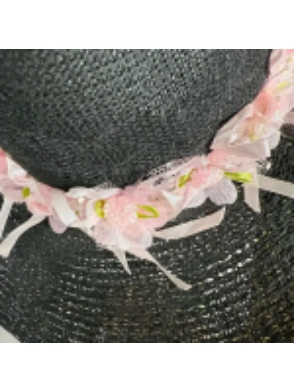 Handcrafted Cowboy Hat Floral Applique Black OS